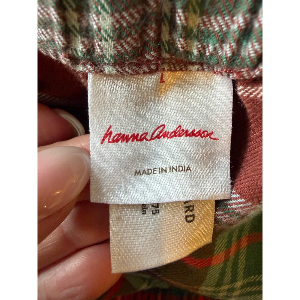 Hanna Andersson Pajama Pants Women Large Red Green Plaid Flannel Harvest Lounge - Picture 9 of 11